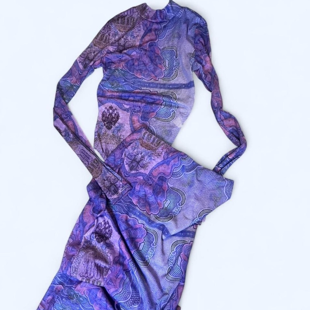 Elegant Purple Patterned Dress